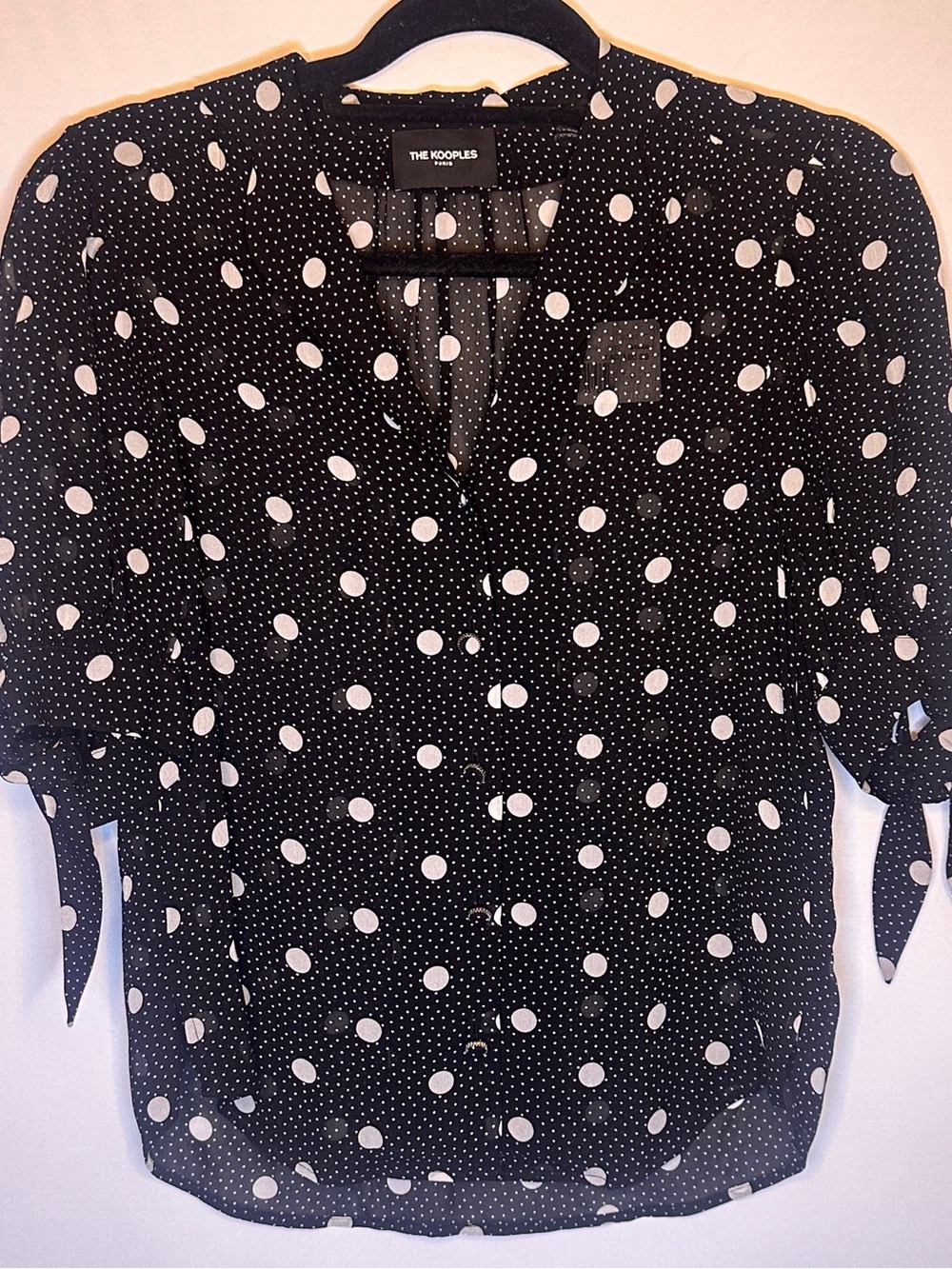 The Kooples Black Polka Dot Sheer Blouse XS NWT